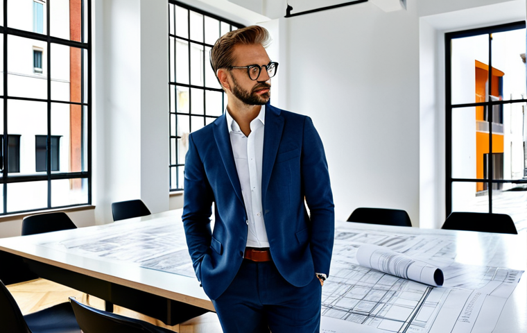 메타인지 연습을 위한 온라인 플랫폼 - **Prompt:** A professional architect, fully clothed in a stylish and modern business casual outfit, ...